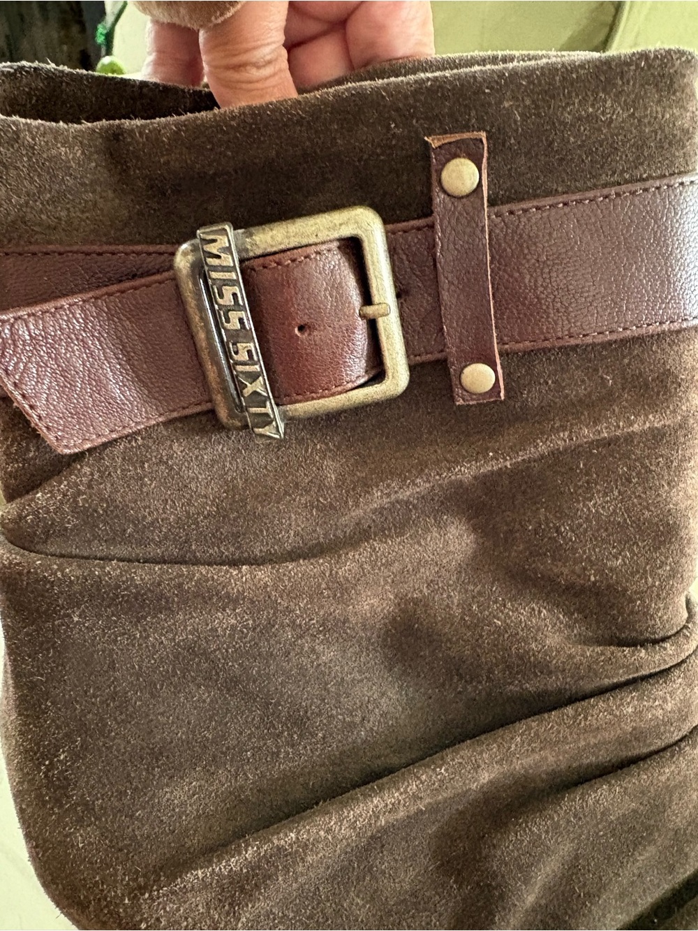 Miss Sixty Jasmine Booties Brown Size 39 Suede Cuff Metal Buckle - Picture 3 of 8